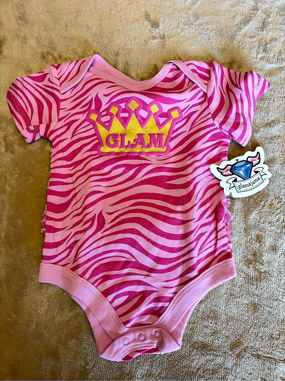 Glamajama Pink & Purple Zebra Print Baby Bodysuit